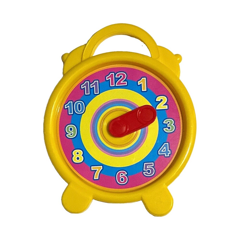 Kids Yellow Plastic Teaching Clock Time Telling Toy w/ Movable Hands Ages 1-4